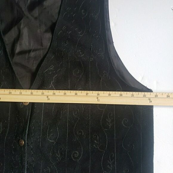 90s Y2K Agapo Collection Women's Black Suede Leather Whimsy Goth Vest Vtg Sz 1X - Picture 7 of 7